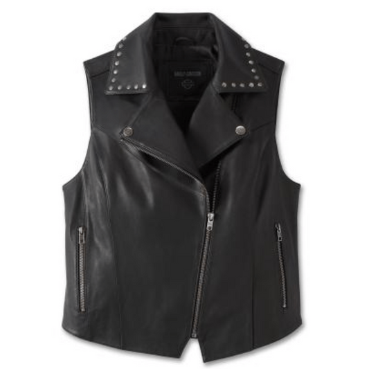 Women's Classic Harley Davidson Leather Vest Timeless Motorcycle Style Iconic Women's Harley Davidson Leather Vest