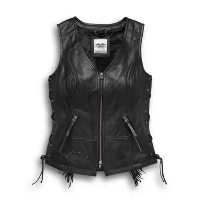 NEW Women's Harley-Davidson Boone Fringed Leather Vest 2XL: Handcrafted Motorcycle Apparel 98014-18VW