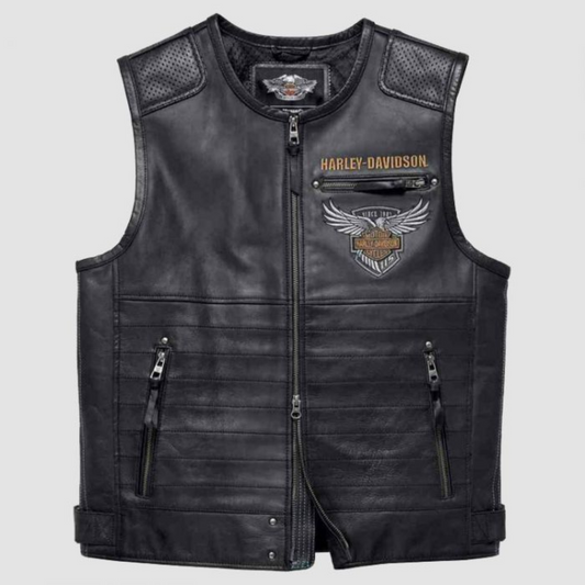 Harley Davidson Men's Leather Vest Bike Lovers HD Vest Black Leather Vest
