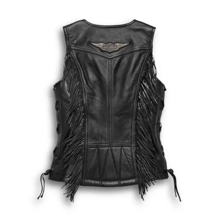 NEW Women's Harley-Davidson Boone Fringed Leather Vest 2XL: Handcrafted Motorcycle Apparel 98014-18VW