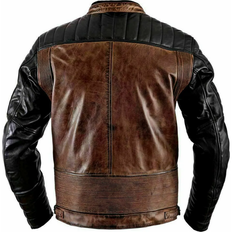 Retro Brown Cafe Racer Leather Jacket: Classic Men's Leather Jacket