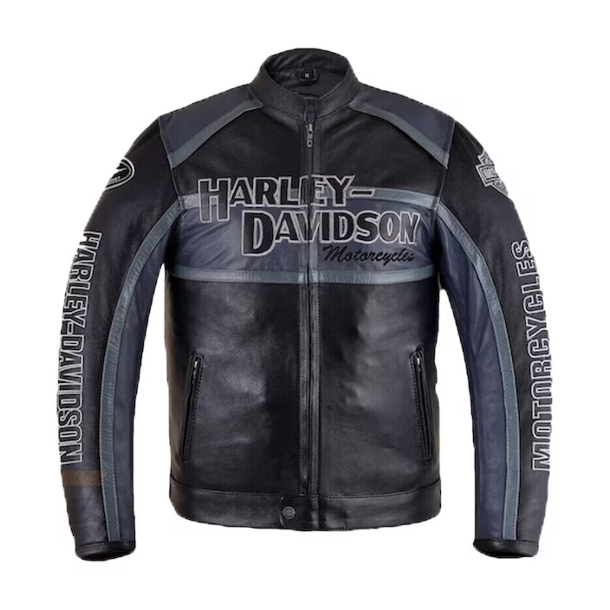 Harley Davidson Men's Cruiser Grey & Black Motorcycle Leather Biker Jacket - The Ultimate Gift for the True Biker