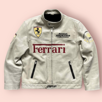 Vintage Rare Ferrari Racing Leather Jacket: Classic Bike Racers Apparel