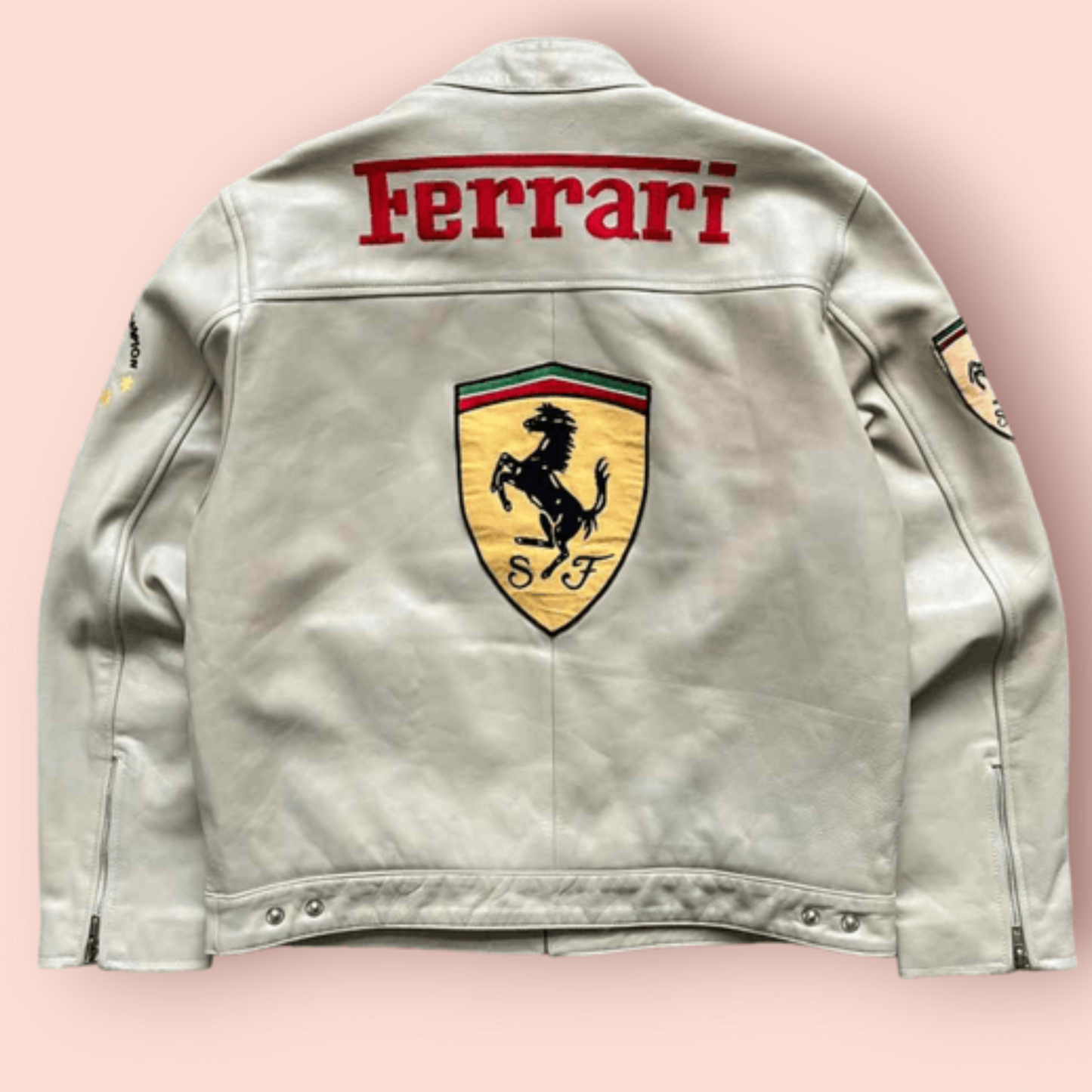 Vintage Rare Ferrari Racing Leather Jacket: Classic Bike Racers Apparel