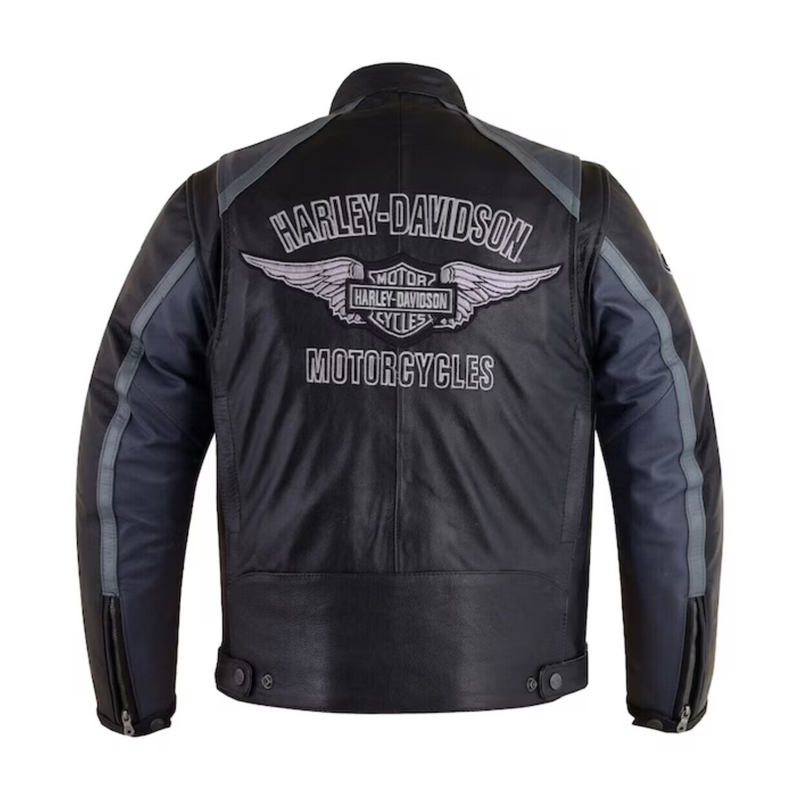 Harley Davidson Men's Cruiser Grey & Black Motorcycle Leather Biker Jacket - The Ultimate Gift for the True Biker