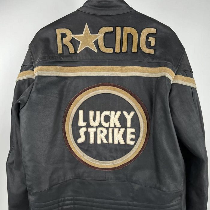 Lucky Strike Men's Motorbike Racing Jacket: Fully Handmade Gift for Men