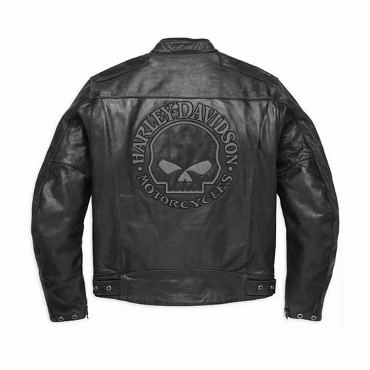"Men's Harley Davidson Cowhide Motorcycle Leather Jacket: HD Blouson CUIR
