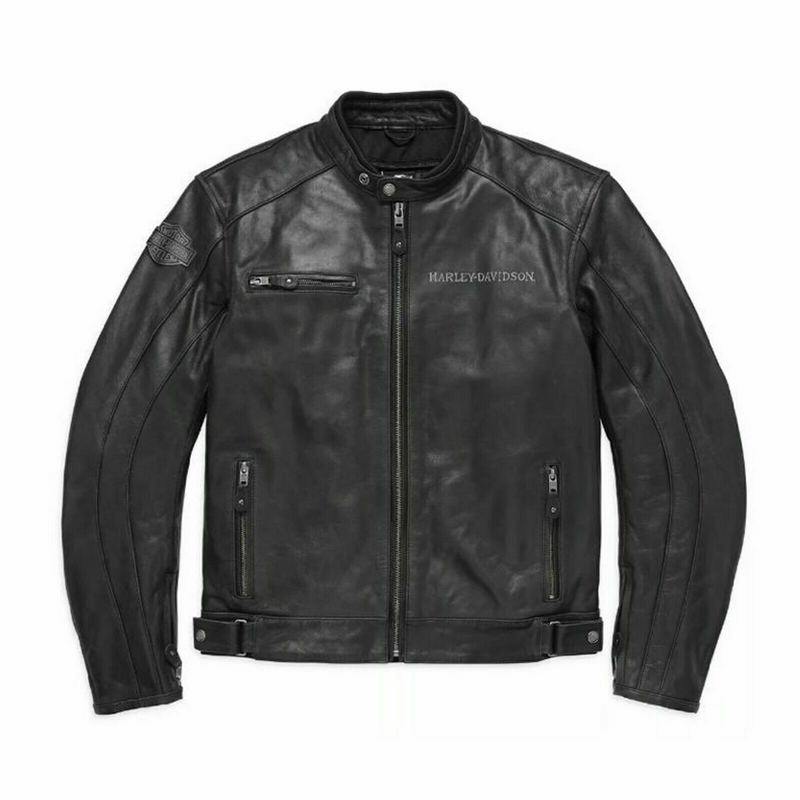 "Men's Harley Davidson Cowhide Motorcycle Leather Jacket: HD Blouson CUIR