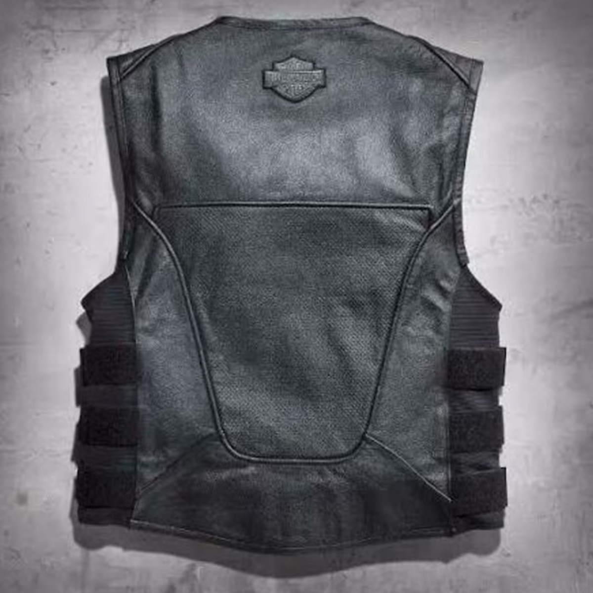 Men's Swat II Genuine Leather Vest - Harley-Davidson's Zippered Café Racer Black Motorcycle Leather Vest