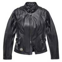 Harley Davidson Women's Small 115th Anniversary Black Leather Motorcycle Jacket