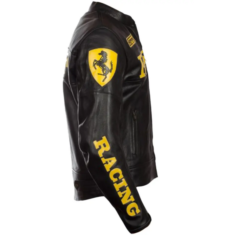 Men's Ferrari Racing Biker Sheepskin Leather Motorcycle Jacket: Authentic Bike Racers Apparel