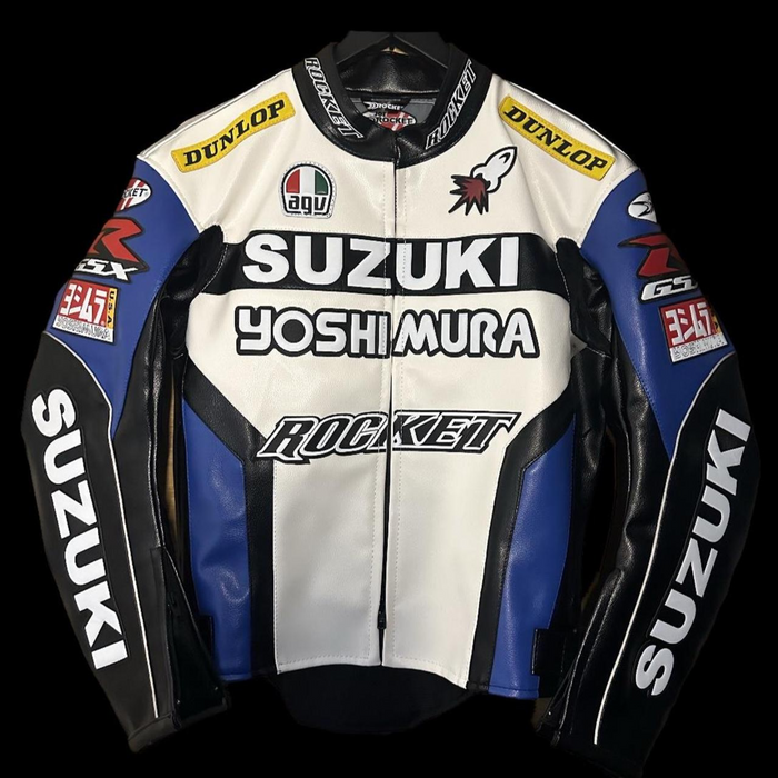 Suzuki Bike Racers Real Leather Jacket: Perfect Gift for Men's Motorbike Enthusiasts