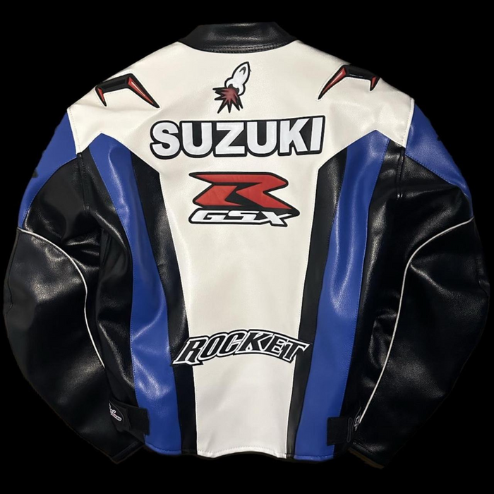 Suzuki Bike Racers Real Leather Jacket: Perfect Gift for Men's Motorbike Enthusiasts