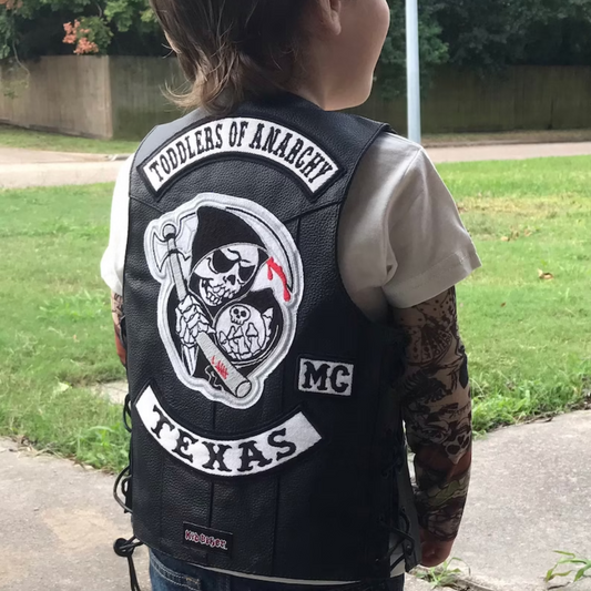 Young Rebels Leather Vest and Patch Set: Sons of Anarchy Inspired, Kids Motorcycle Gear