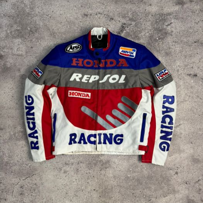 Vintage Honda Bike Racers Jacket: Genuine Leather Racing Style Streetwear Y2