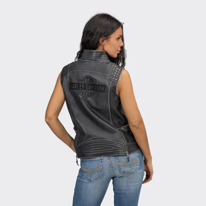 Harley Davidson Women’s Electra Studded Leather Vest Iconic Motorcycle Apparel Iconic Motorcycle Fashion Statement