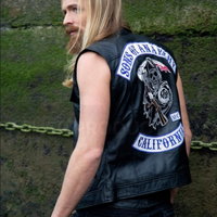 Sons of Anarchy Jax Teller Replica Vest: Black with Blue Patches - Personalized Gift for Men