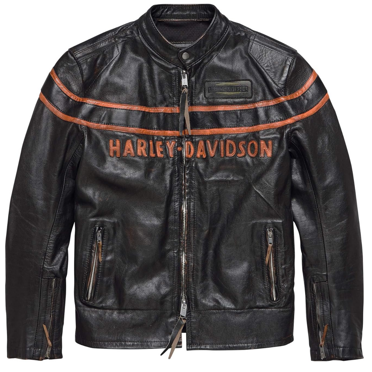 Harley-Davidson Men's Double Ton Slim Fit Leather Jacket: Fully Handmade Classic