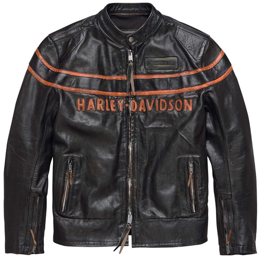 Harley-Davidson Men's Double Ton Slim Fit Leather Jacket: Fully Handmade Classic