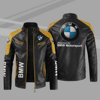 BMW Powered By Motorsport Leather Jacket: Car Motor Block Racing Style for Bikers