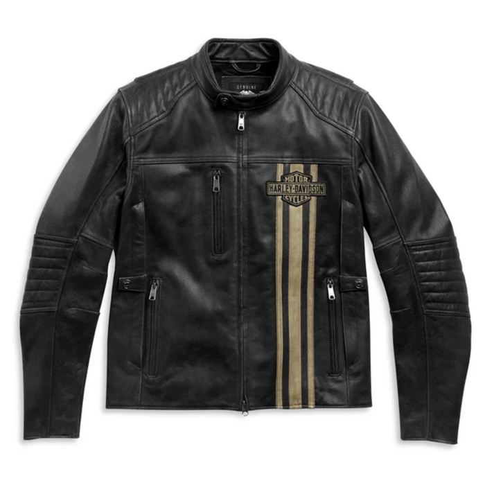 Chaqueta de cuero Harley Davidson para hombre, chaqueta de cuero de vaca 100% real con triple ventilación HD para hombre, chaqueta de motociclista vintage. Regalo para hombres