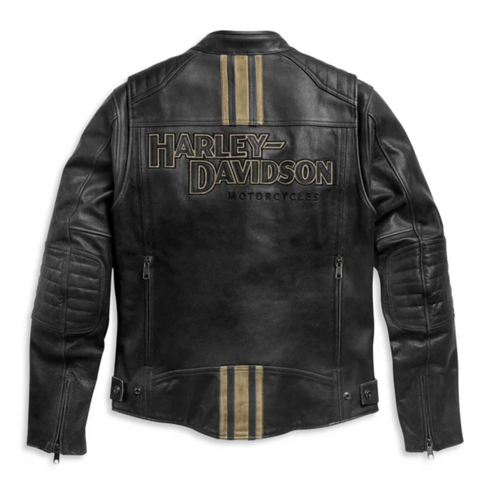 Chaqueta de cuero Harley Davidson para hombre, chaqueta de cuero de vaca 100% real con triple ventilación HD para hombre, chaqueta de motociclista vintage. Regalo para hombres