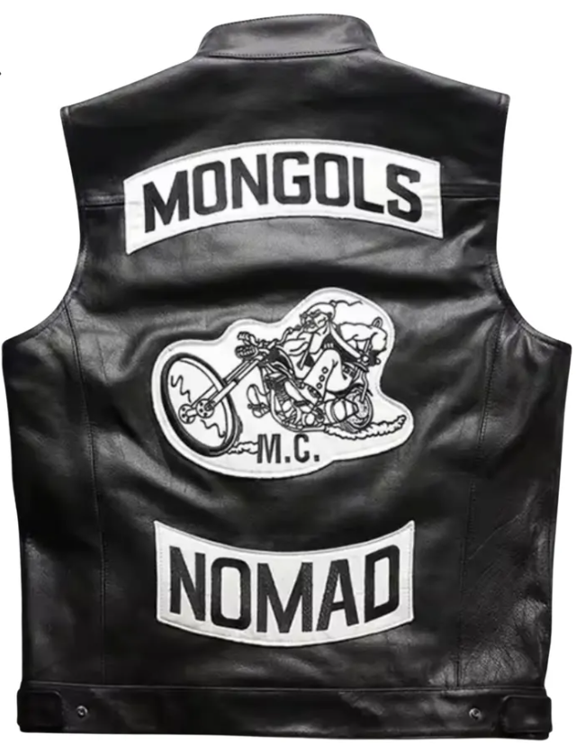 Premium Mongols Nomad MC Leather Vest – Outlaw Biker Club Style Waistcoat with Back Patch Motorcycle Rider Gear