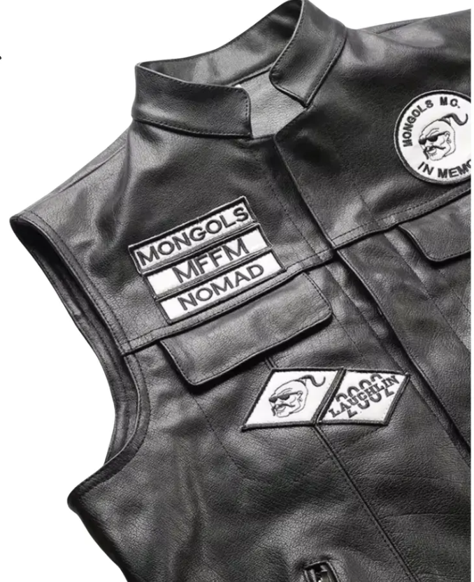 Premium Mongols Nomad MC Leather Vest – Outlaw Biker Club Style Waistcoat with Back Patch Motorcycle Rider Gear