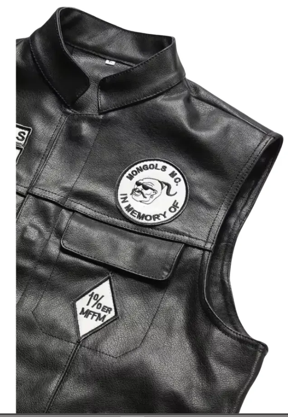 Premium Mongols Nomad MC Leather Vest – Outlaw Biker Club Style Waistcoat with Back Patch Motorcycle Rider Gear