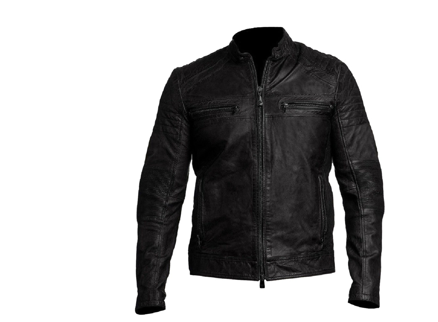 Café Racer Men's Leather Jacket Motorcycle Biker Genuine Cow Skin Soft Leather