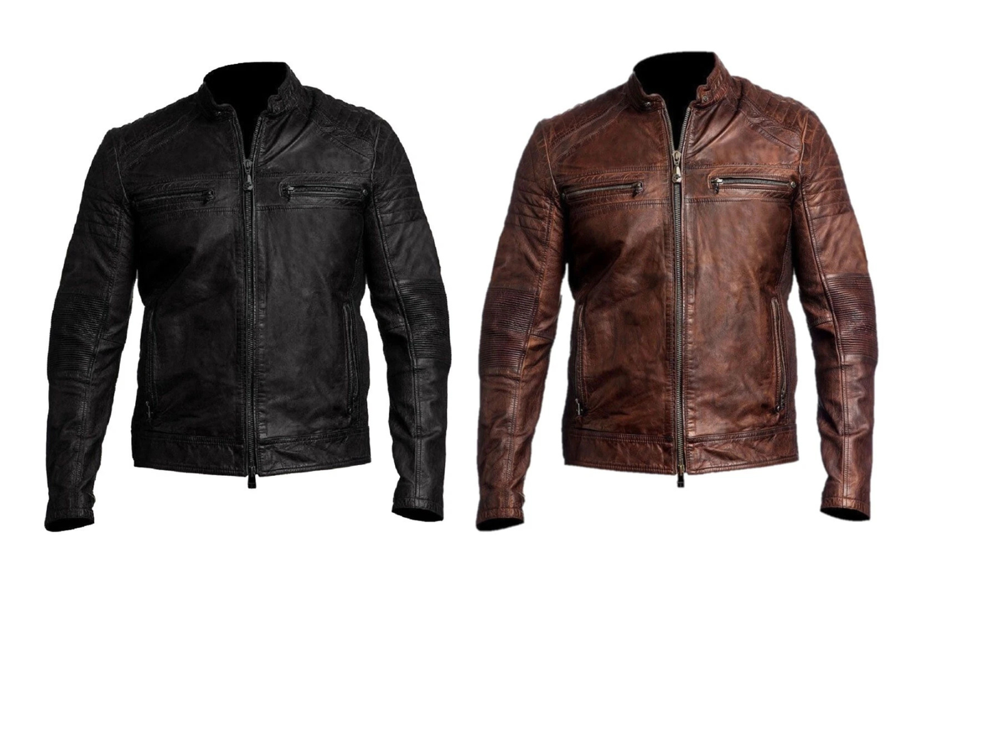 Café Racer Men's Leather Jacket Motorcycle Biker Genuine Cow Skin Soft Leather