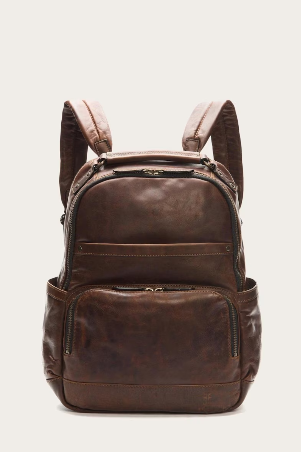 Frye Handmade Real Leather Backpack, Logan Model Frye Backpack, Cognac One Size Bag, Chocolate Brown School Leather Bag, Travel Laptop Bag