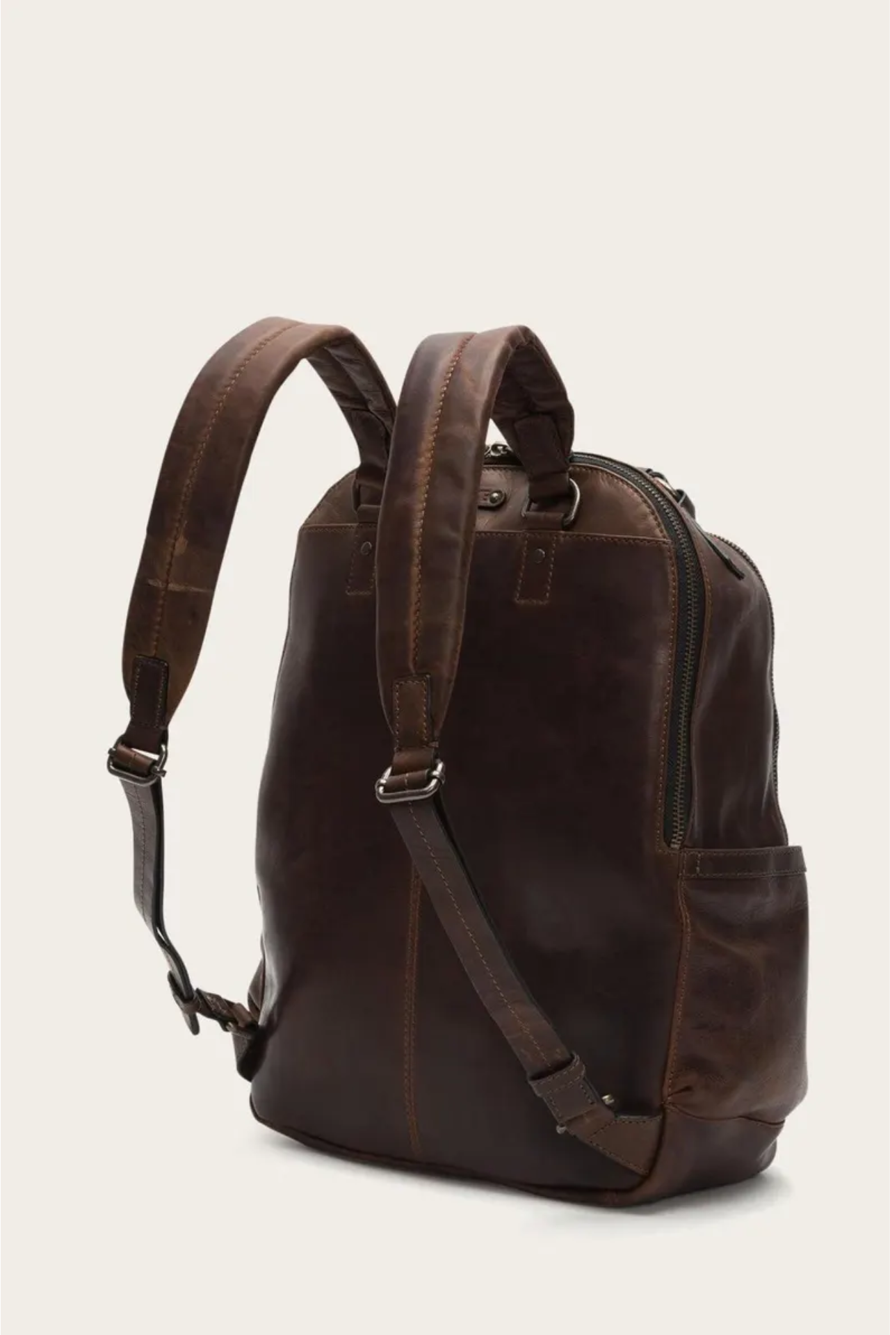 Frye Handmade Real Leather Backpack, Logan Model Frye Backpack, Cognac One Size Bag, Chocolate Brown School Leather Bag, Travel Laptop Bag
