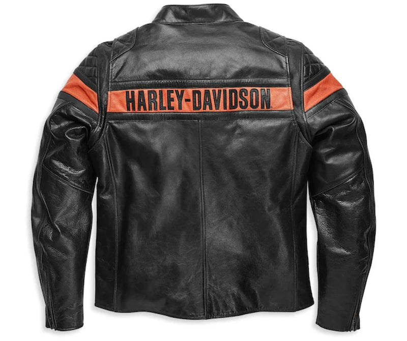 Harley Davidson Men's Leather Racing Jacket: Vintage Style for Bike Enthusiasts