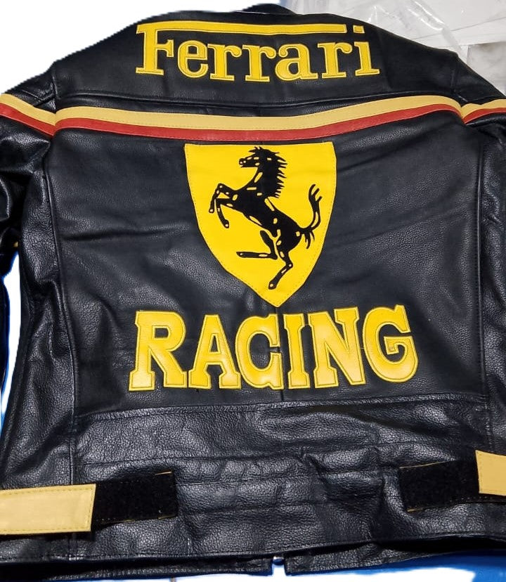 Ferrari Vintage Leather Jacket Yellow & Black