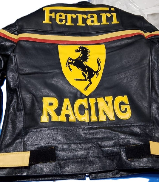 Ferrari Vintage Leather Jacket Yellow & Black