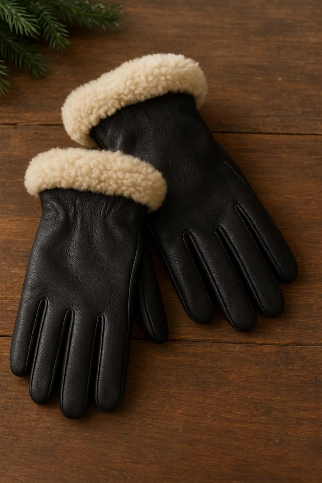 Leather gloves with furr - soft Italian nappa lamb leather, warm men's winter gloves unisex