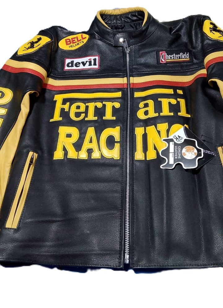 Ferrari Vintage Leather Jacket Yellow & Black
