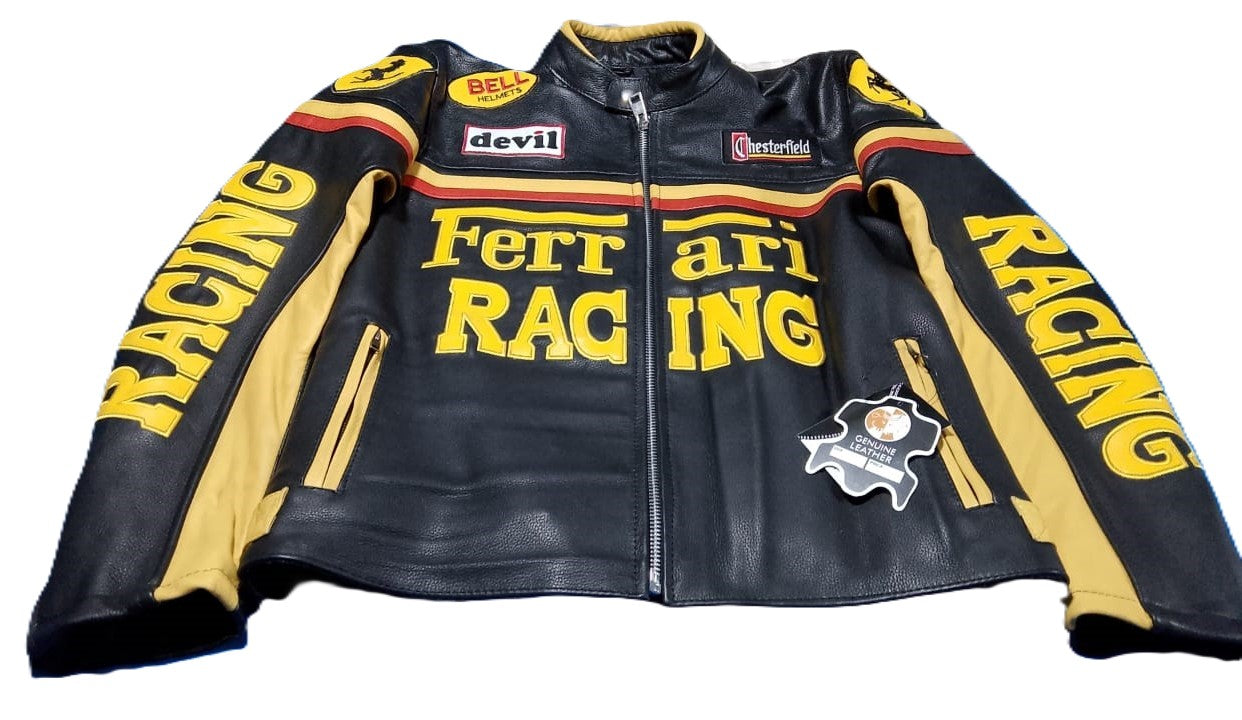 Ferrari Vintage Leather Jacket Yellow & Black