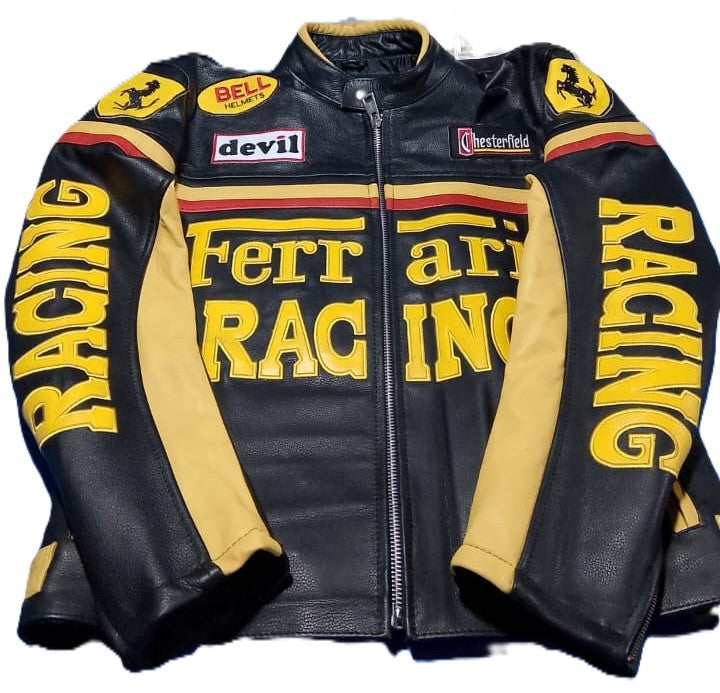Ferrari Vintage Leather Jacket Yellow & Black