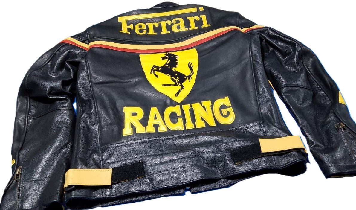 Ferrari Vintage Leather Jacket Yellow & Black