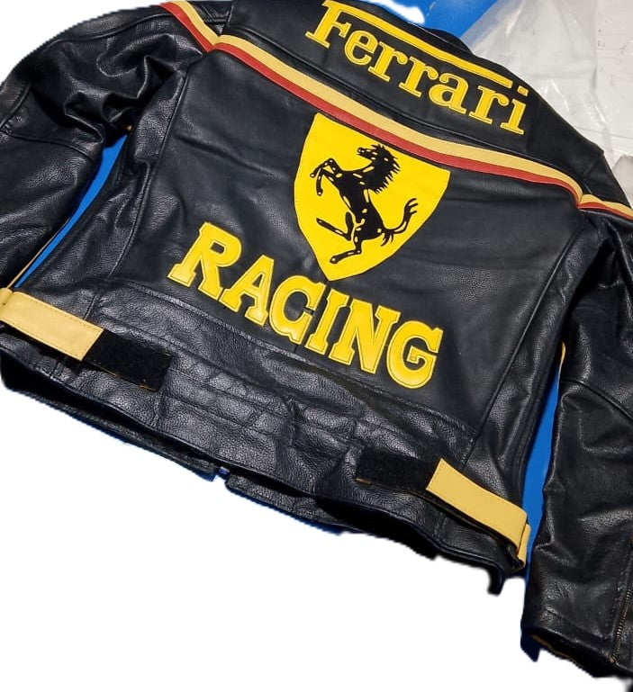 Ferrari Vintage Leather Jacket Yellow & Black