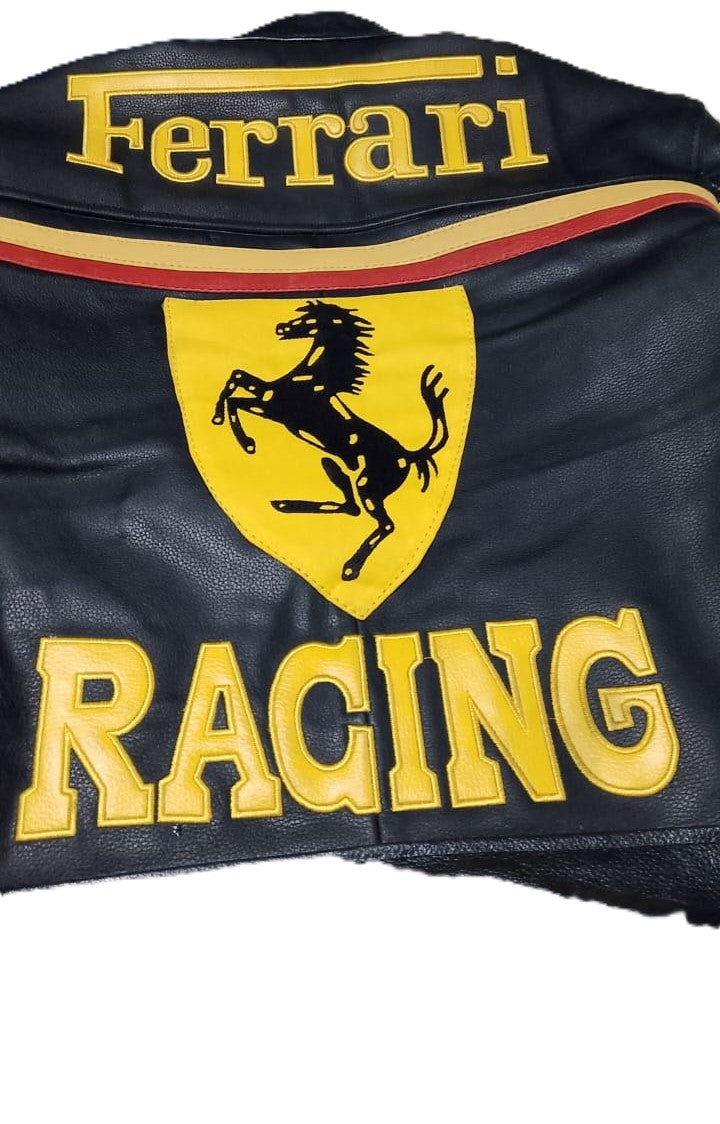 Ferrari Vintage Leather Jacket Yellow & Black