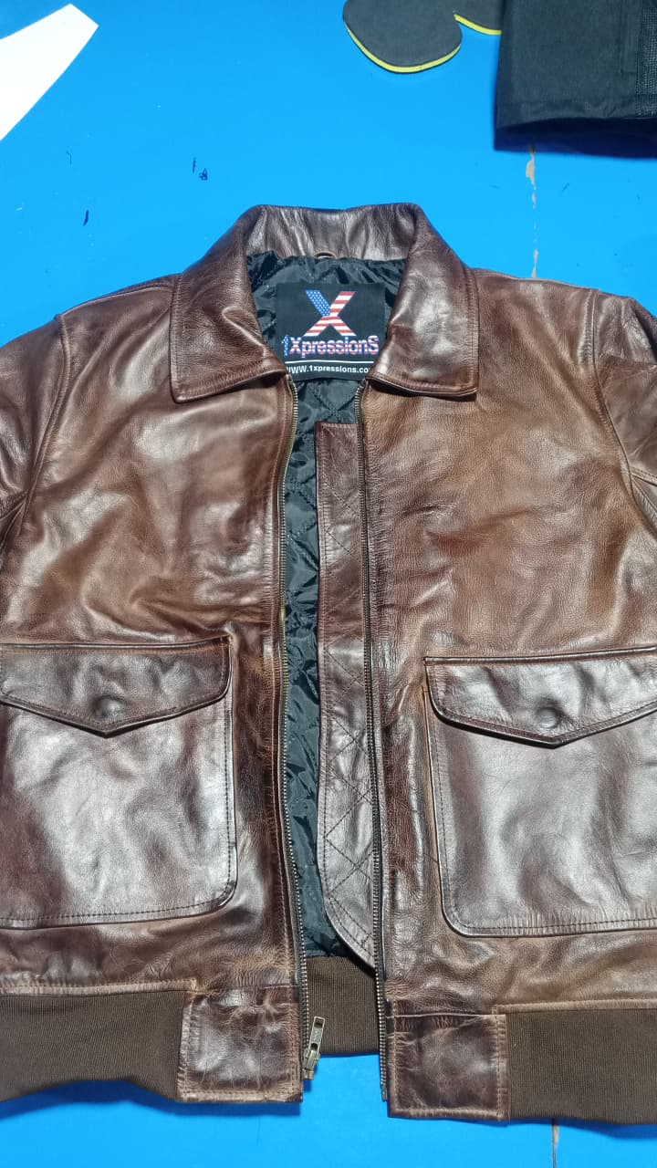 Pilot Brown Leather Bomber Jacket
