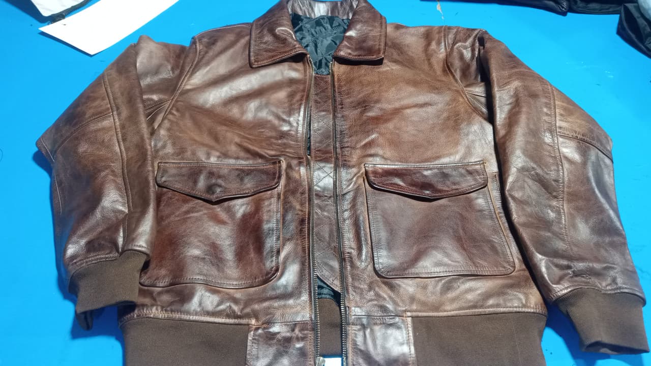 Pilot Brown Leather Bomber Jacket