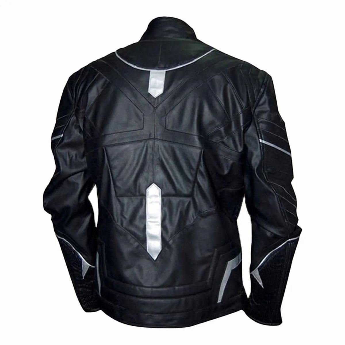 Black Panther Inspired Men's Faux/Real Leather Jacket with Silver Accents