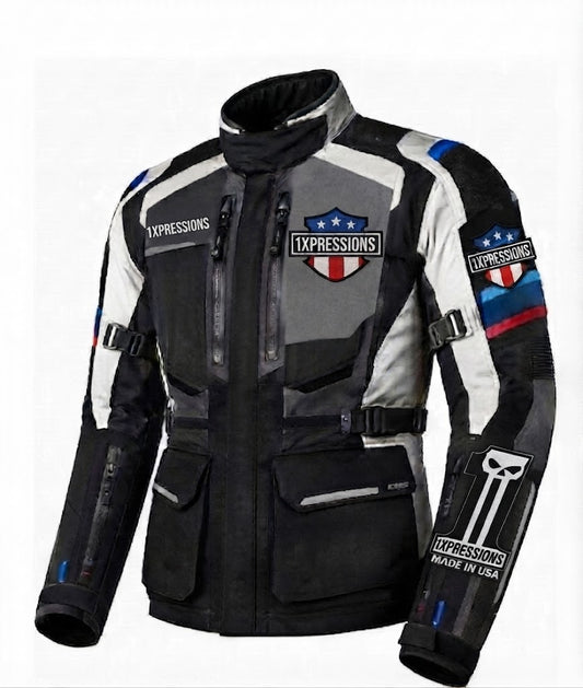 1XPRESSIONS All-Weather Men’s Adventure Touring Motorcycle Jacket – Made in USA
