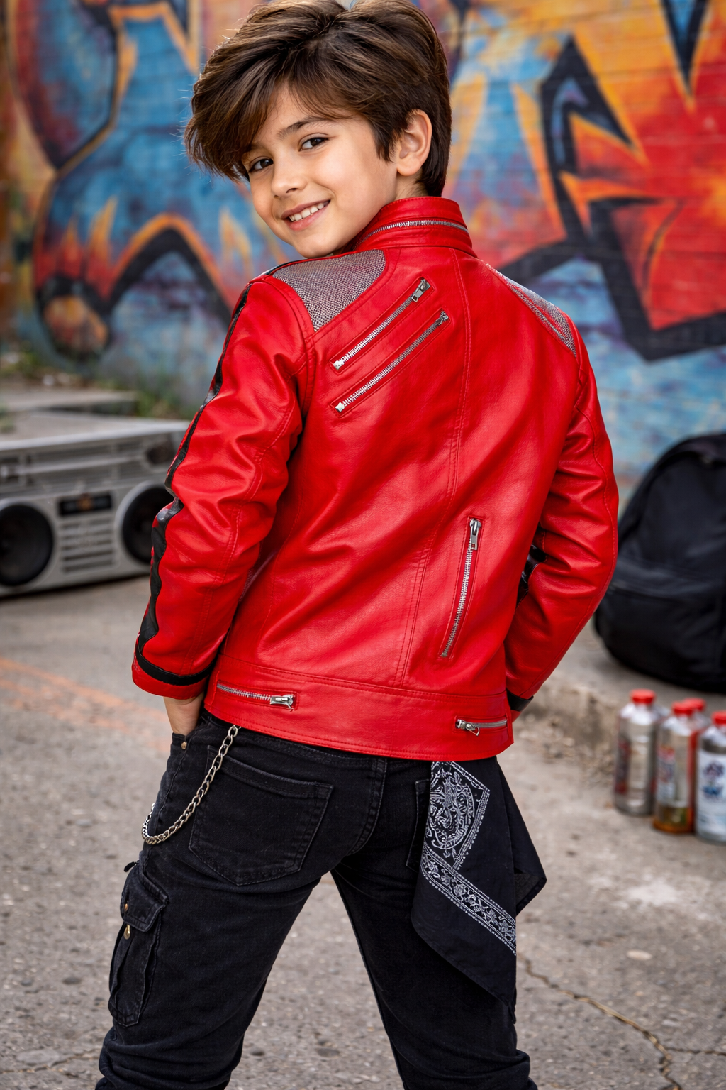 Kids/Teens Leather Jacket Men's Michael Jackson Beat it ''MJ Beat it' real Leather Jacket