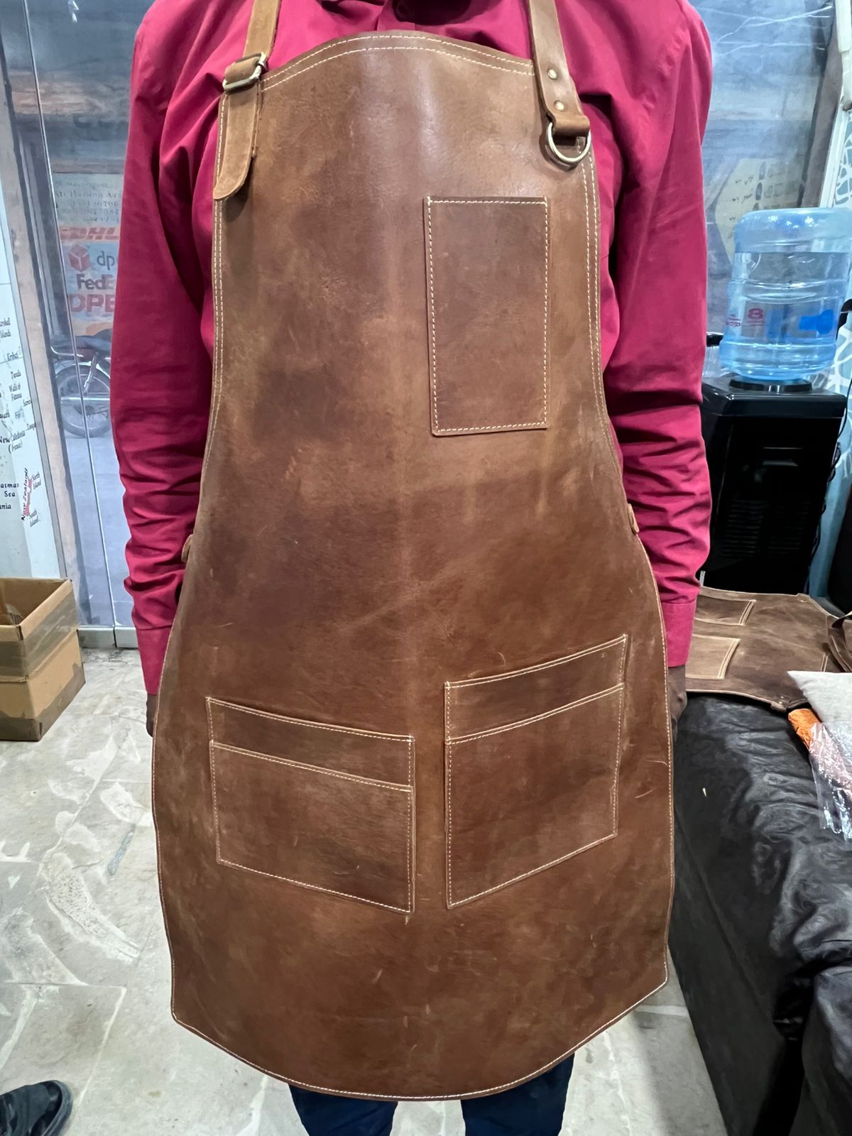 Handcrafted Genuine Leather Utility Apron for Chefs, Baristas, and Artisans