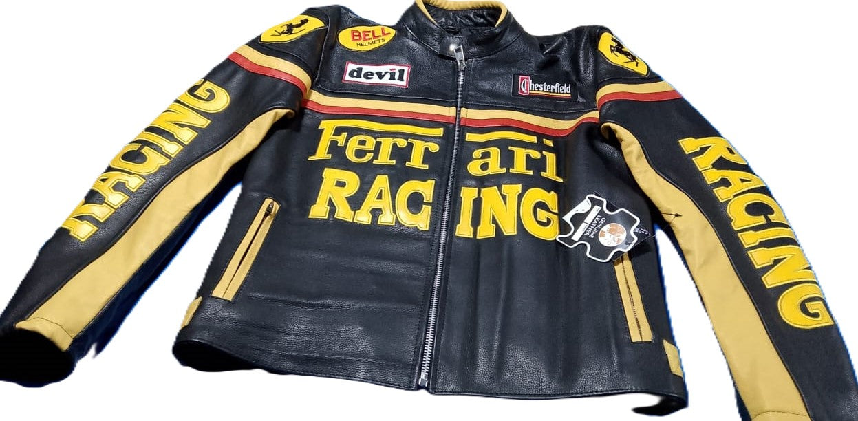 Ferrari Vintage Leather Jacket Yellow & Black